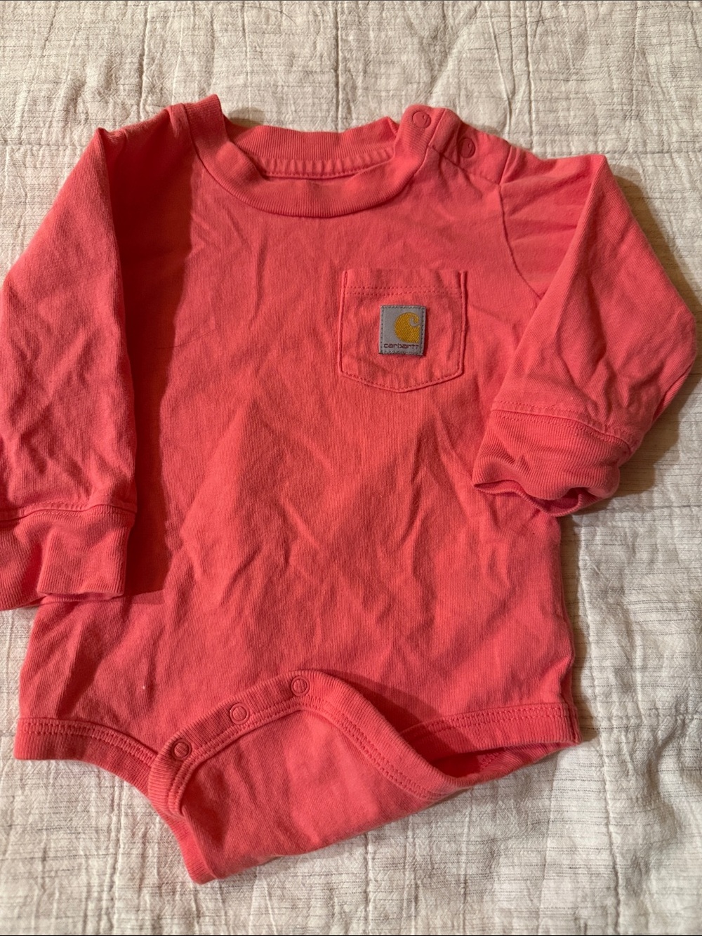 Carhartt Coral Long-Sleeve Bodysuit with Chest Pocket